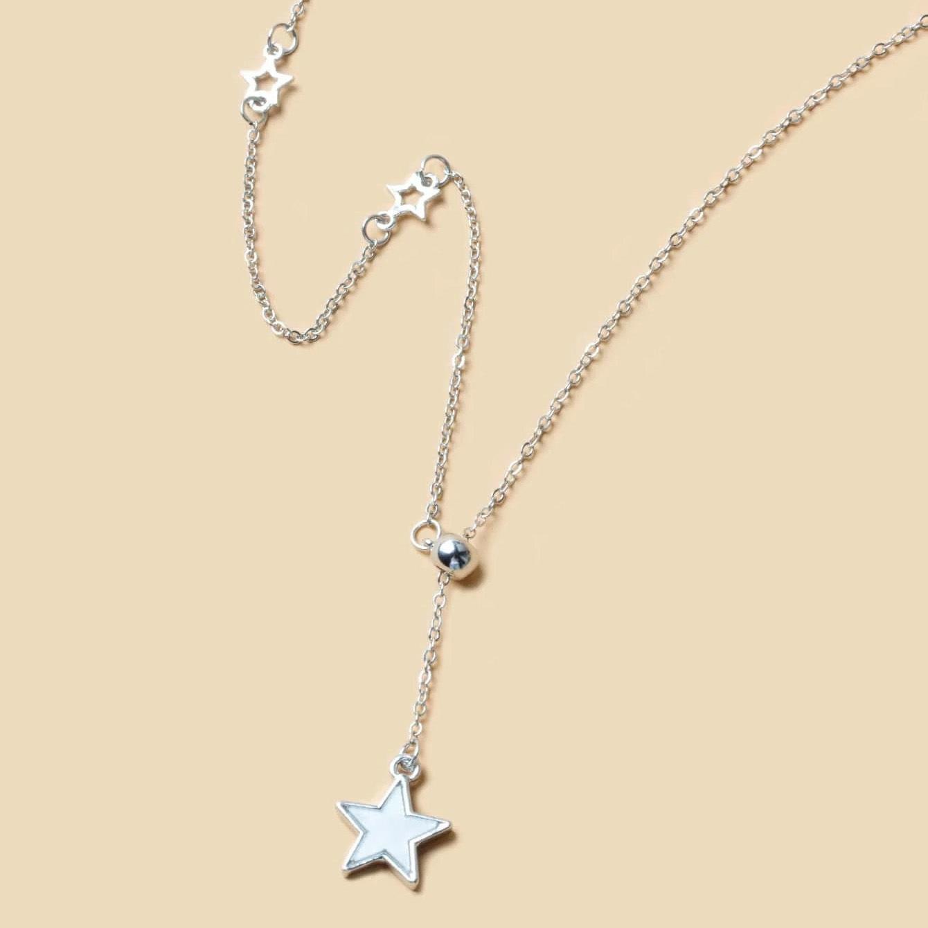 

Стильный индивидуальный простой регулируемый кулон с пентаграммой, ожерелье в виде ракушки в стиле ретро, ​​сексуальная цепочка на ключицу серебряный