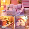 New Creative Villa Model Hut, Wooden Diy Hut Hand-Assembled Toy Gift Light Pink Time Loft