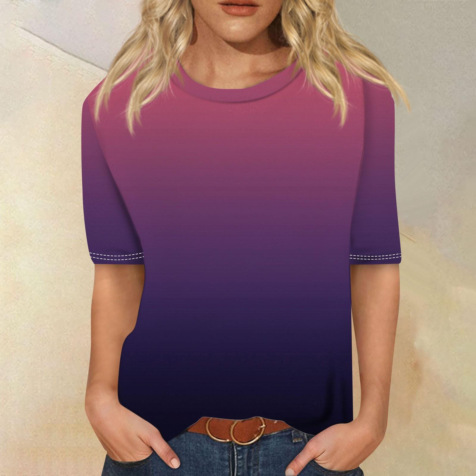 

Женский модный повседневный топ с круглым вырезом и принтом с тремя половинными рукавами XL