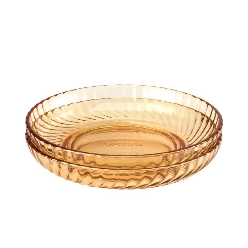 Набор из 8 больших тарелок Corning Amber Glass VISIONS