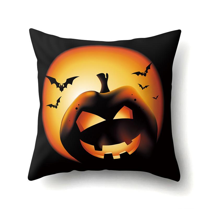 Halloween Polyester Pillow Case Car Waist Pillow Pumpkin Sofa Cushion Cover Office Living Room Pillow Case