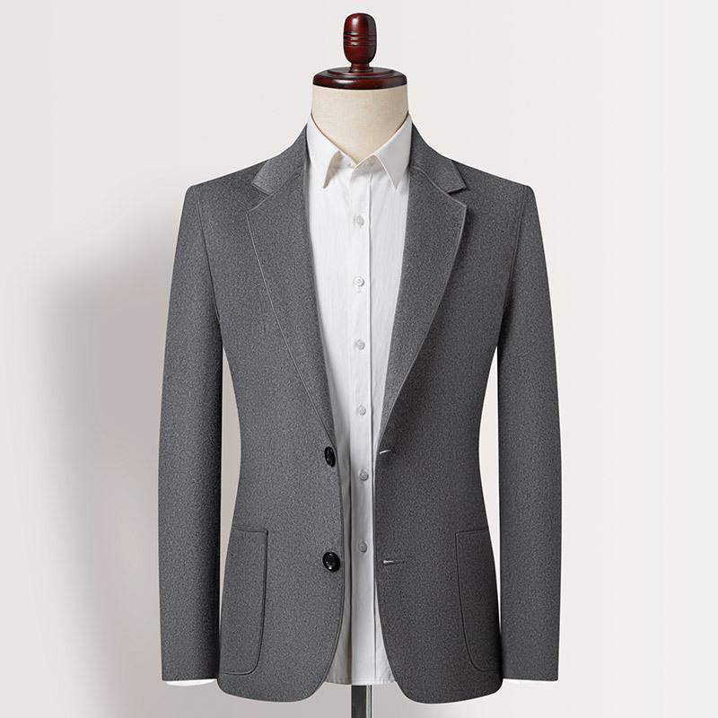 Spring and Autumn Men's Suit Single West Single Row Two Button Fashion Casual Double Sided Nylon Wool Suit Men's Jacket