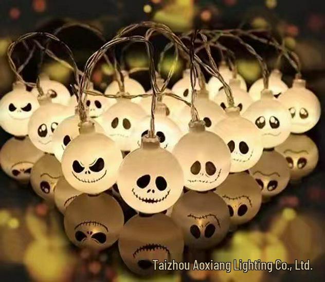 Halloween LED String Lights - Pumpkin, Spider, Ghost, Horror Decor, Marigold Colored Small Lights