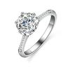 Fine Fashion Moissanite Jewelry Solitaire 2 Carat D Color S925 Sterling Silver Platinum Plated Prong Setting VVS1 Ring