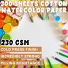 TaoBary 300 Pcs Watercolor Paper Sheet Bulk White Cold Pr Paper Pack 110 Lb 230 GSM Sketch Painting Watercolor Pad for Watercol