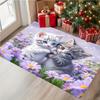 1Pcs Anti Fatigue Kitchen Rugs,  Purple Flower Print Waterproof Non-Slip Thick Cushioned Kitchen Mat Heavy Duty Comfort Standing Mat for Kitchen
