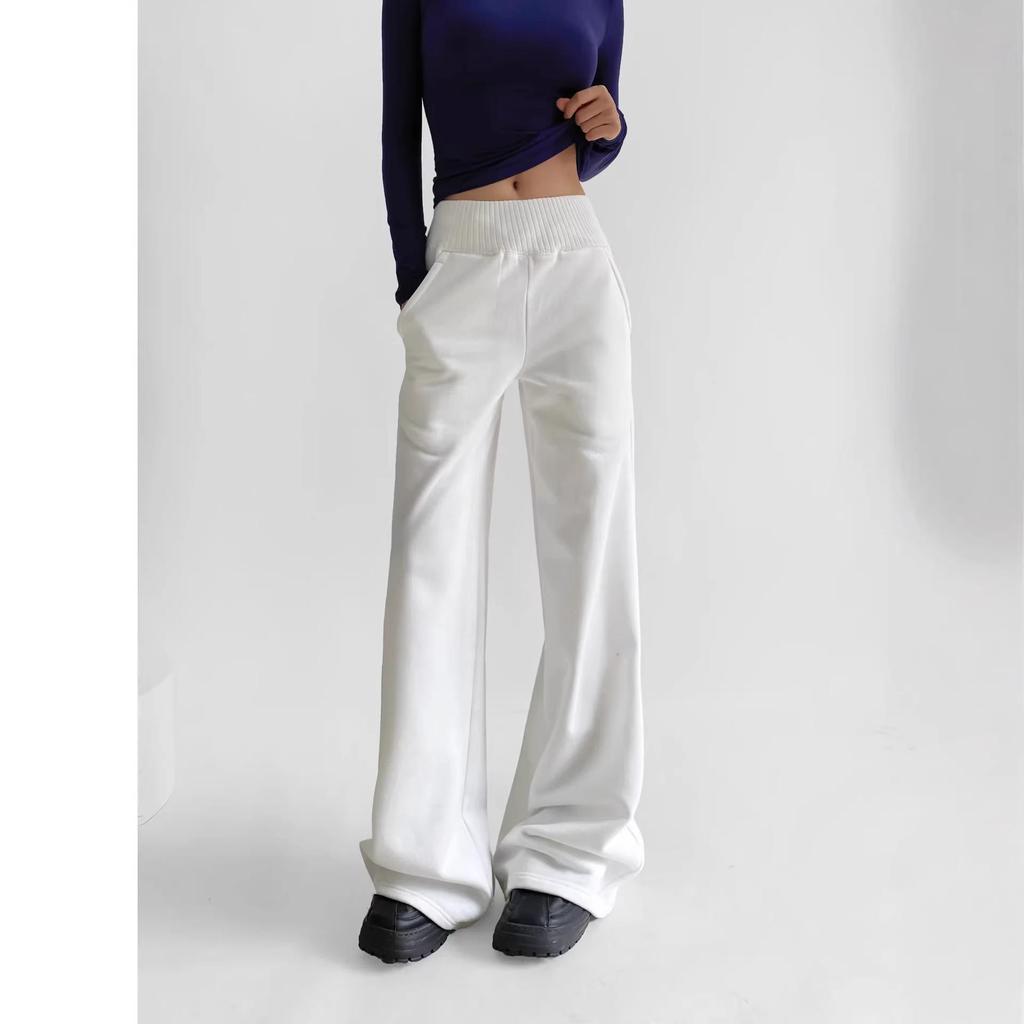 Women's Winter High Waist Velvet Lined Straight Leg Sweatpants