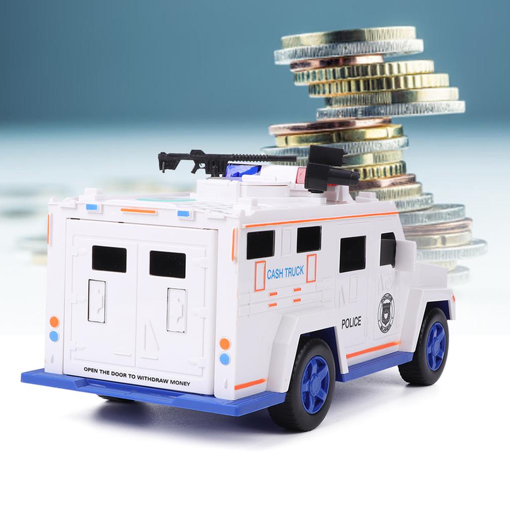 Camión de Dinero Hucha Contraseña de Huella Dactilar Electrónica Automática Caja de Ahorro de MonedasBlanco