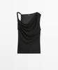 Masimodutti Drape Glossy Knot Detail Top