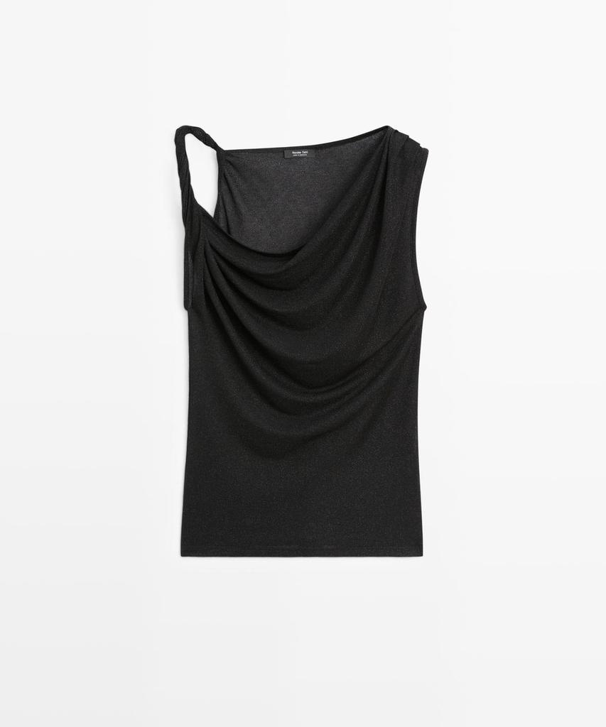 Masimodutti Drape Glossy Knot Detail Top