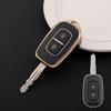 HIBEYO Soft TPU Key Fob Cover with Keychains for Renault Duster Kwid Dacia Sandero Master Megane Logan Key Case Shell 2 Buttons-Black