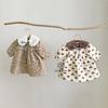 Clearance: Baby Heart Print Quilted Dress with Fur Collar - Long and Warm