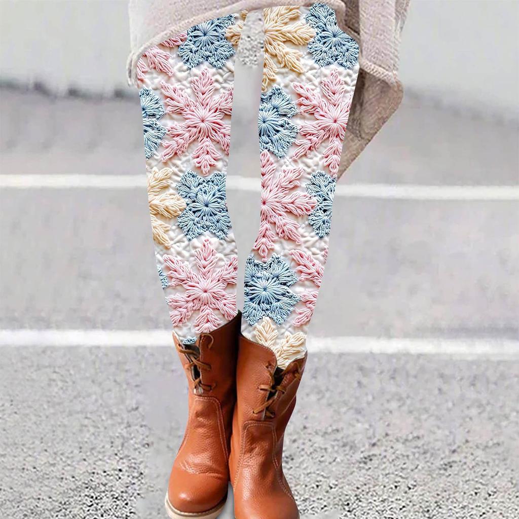 Damenhose mit Weihnachtsdruck, dehnbare, weiche Hose, lässige Schlafhose für zu Hause