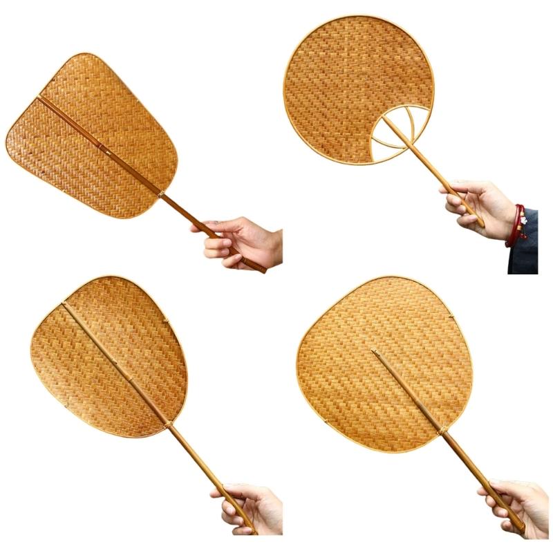 Handcrafts Bamboos Woven Fan Lightweight Cooling Fan for Summer Cooling Paddles and Weddings Parties Home Decors Gift