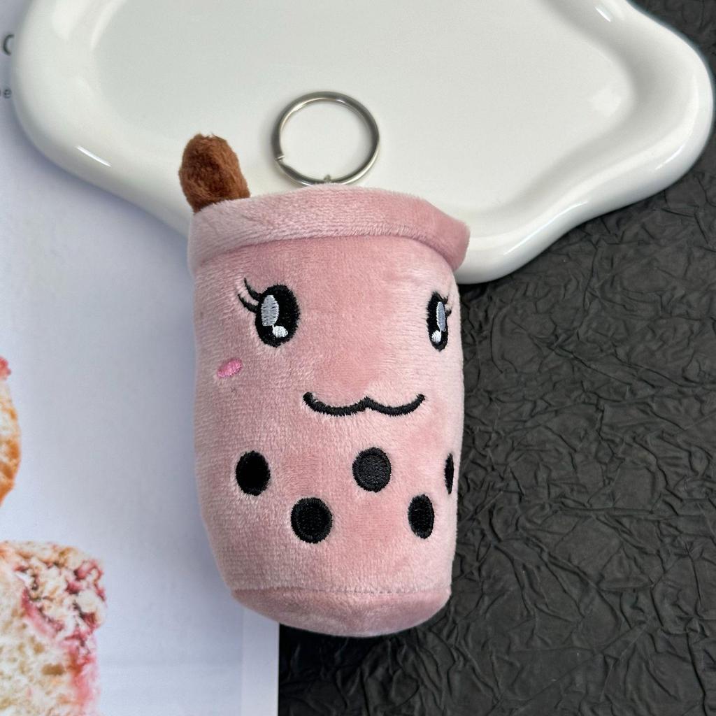 Cross-border Cute Bubble Tea Cup Pendant Keychain - Plush Toy Doll Gift