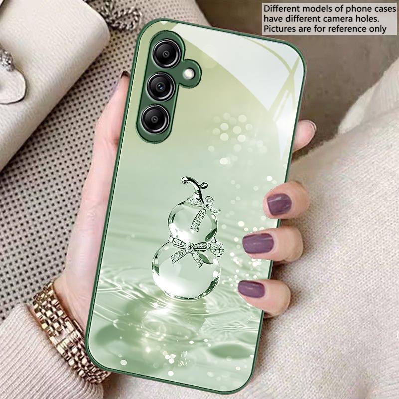 Jade gourd pendant white For Samsung A 20 30 22 23 24 25 26 31 32 33 34 35 42 50 51 52 53 54 55 56 70 71 72 73 glass phone case