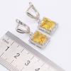 Geometric Yellow Cubic Zircnoia  Color Jewelry Sets For Women Bracelet Earrings Necklace Pendant Rings Gift Box