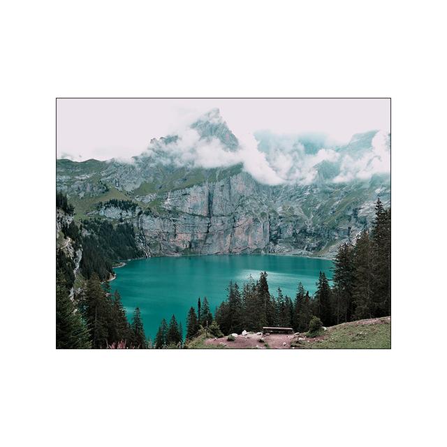 Poster cu peisaje naturii nordice, artă de perete, pictură pe pânză, imagine peisaj albastru, poster și imprimare pentru designul camerei de zi