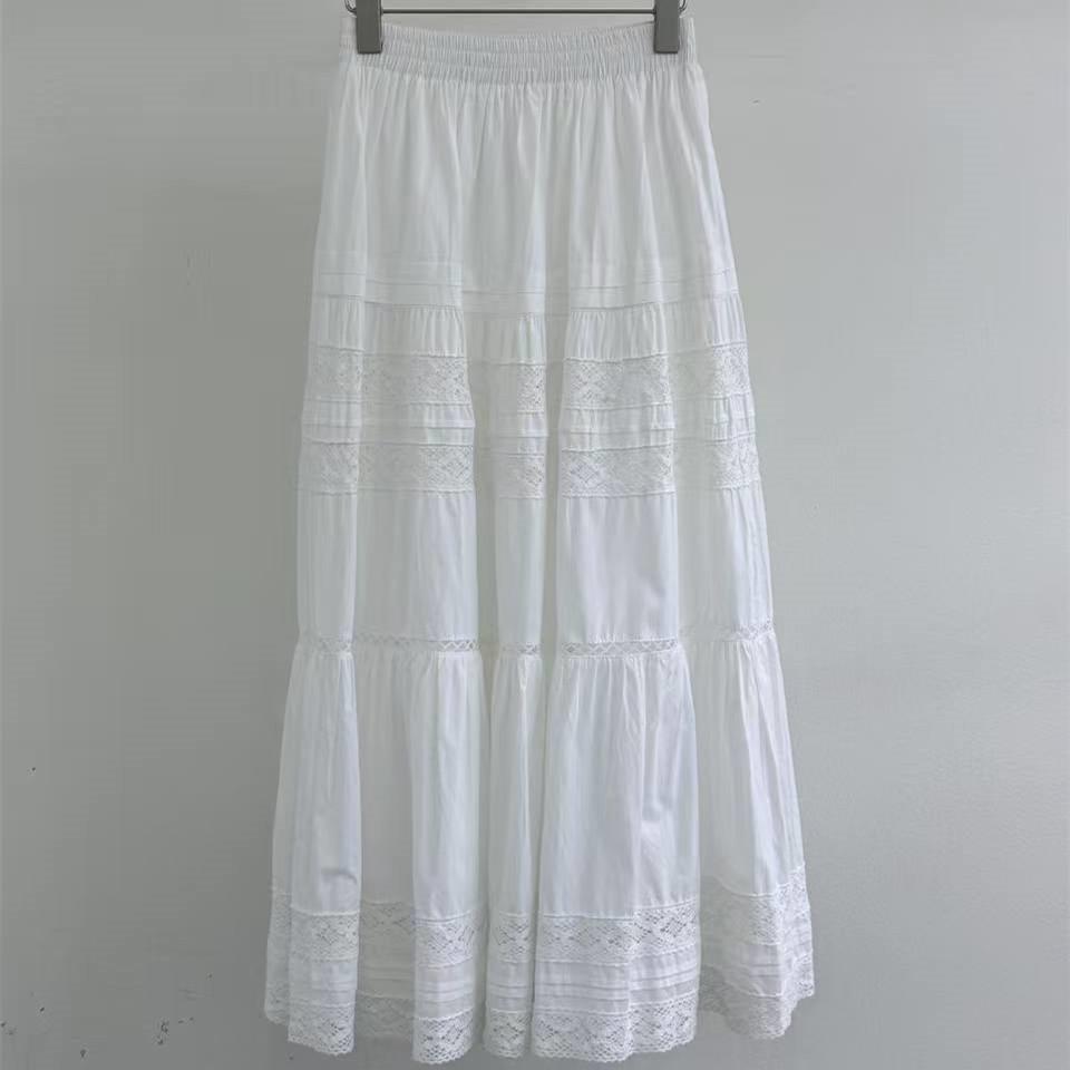 Spring 2026 Korean Style Slimming White Lace Skirt One Size белый