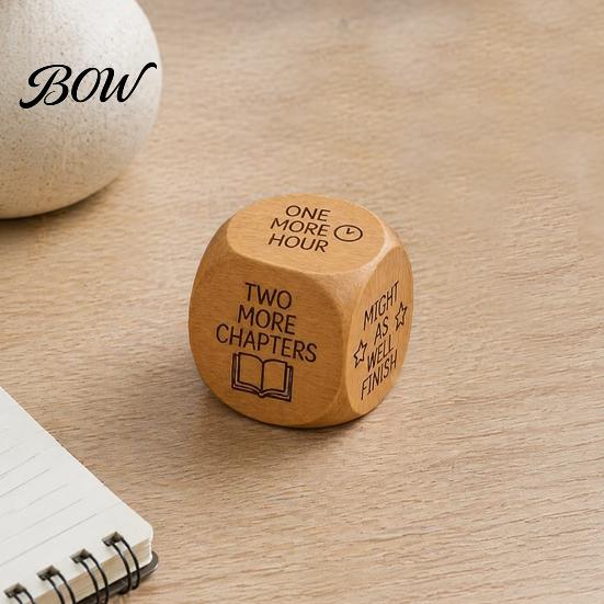 Reading Motivation Gadget Wooden Decision Dice, 6-Sided Wood Engraved Quotes Prompt, Natural Tool Charm, Fun Companion Book Lover Habit