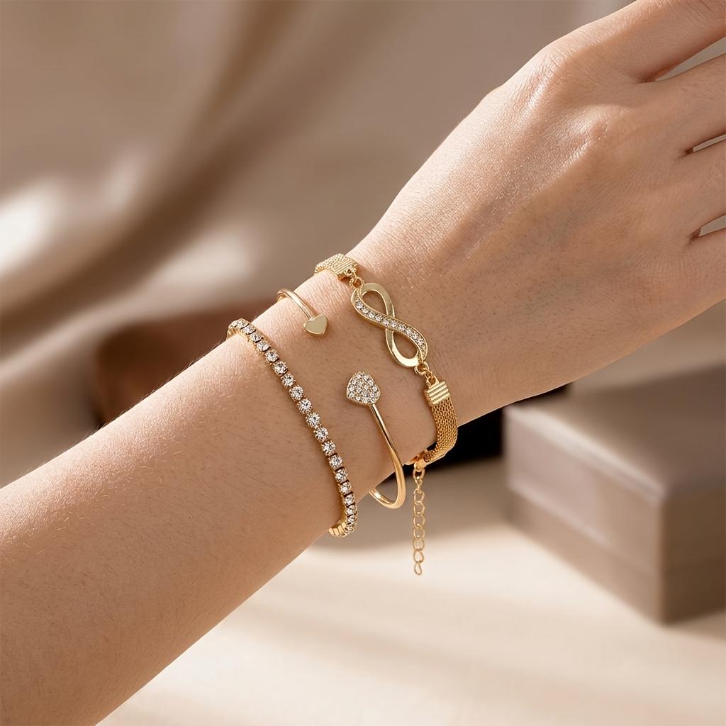 Luxury Infinity Symbol Heart Bracelet Set Love  The infinity symbol combination design is slim and lightweight, supports layering and can be worn for