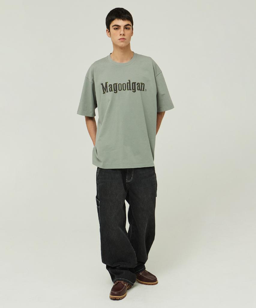 MAGOODGAN Swagver 3580 Embroidered Oversized Off-White Short Sleeve Tee
