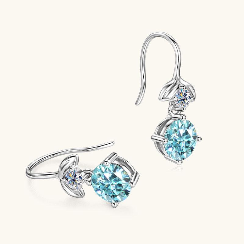 Silvere Glam Fashionable And Elegant Mermaid Princess Blue Tears Moissanite Ear Hook Personalized Design Earrings S925 Sterling Silver Earrings