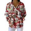 Women's Casual Fashion Long-Sleeved Zip-Up Christmas Print Knitted Hoodie