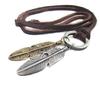Cool Unisex Vintage Charms Choker 2 Wings Feather Pendant Leather Long Necklace
