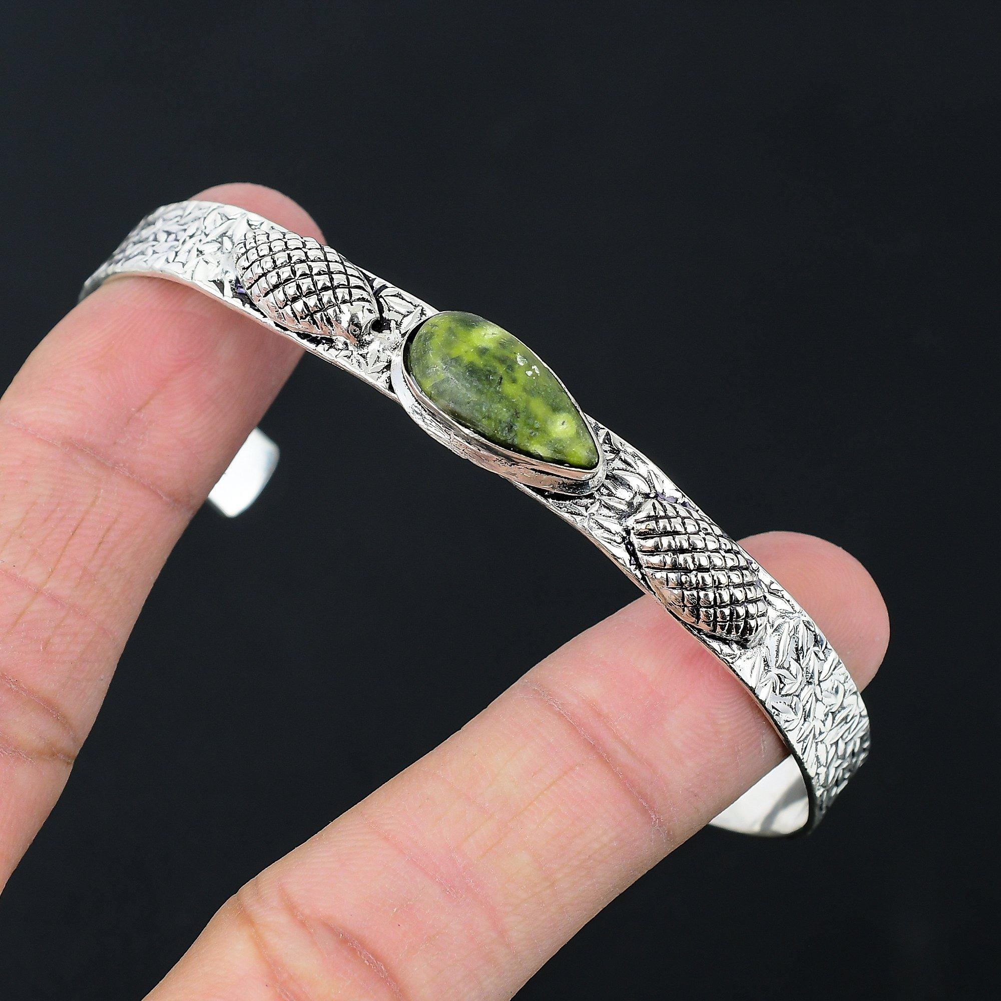 

Sterling Silver Gogunjula Stone Unique Wedding Mother Birthday Bangle Bracelet Adjustable