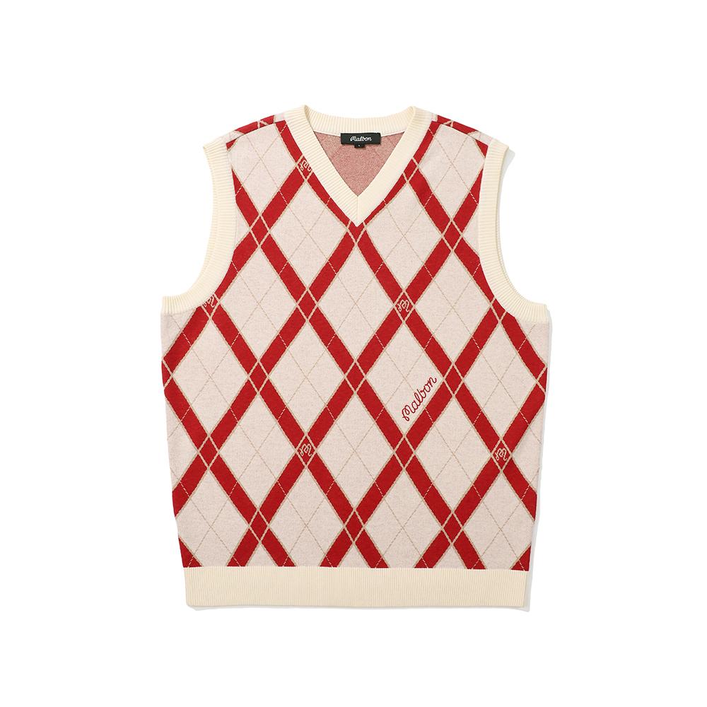 Malbon Golf Classic Pattern Knit Vest Cream (Man)