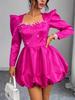 AOMEI Glossy A Line Mini Dress Sweetheart Neck Pearl Beaded Balloon Hem Gowns for Cocktail Party Birthday