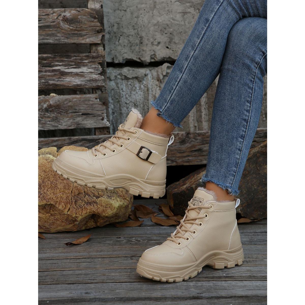 Зимняя обувь женские зимние ботинки плоские нескользящие теплые женские ботильоны обувь — фото 7