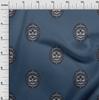 oneOone Cotton Poplin Blue Fabric Asian Block Face Dress Material Fabric Print Fabric By The Yard 42 Inch