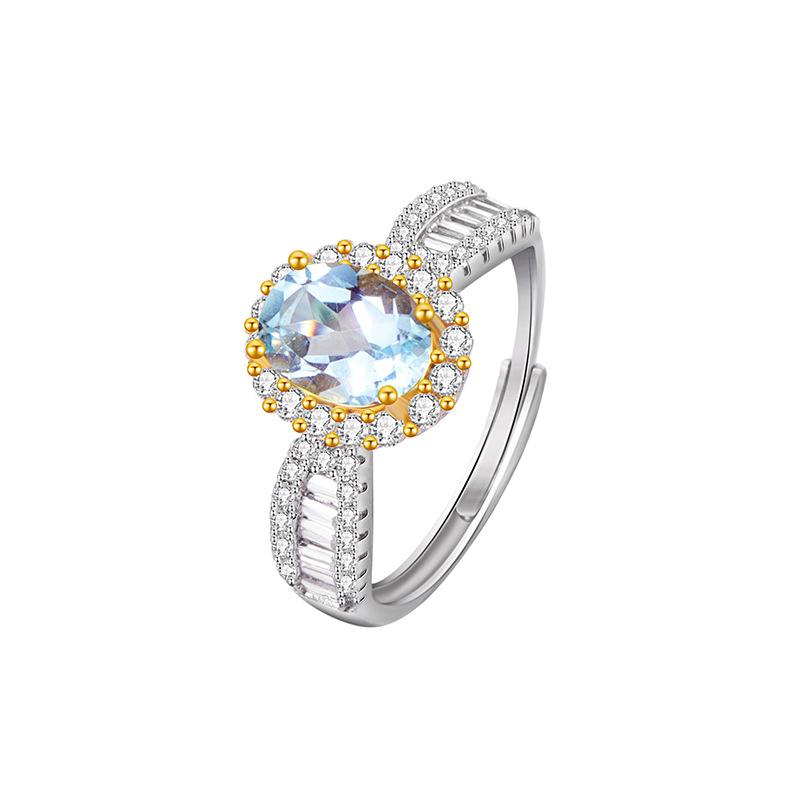 S925 Sterling Silver Ring Women's Inlaid Garnet Crystal Stone Peridot Natural Color Treasure Index Finger Ring