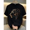 European Sizes Men'S T-Shirt Summer Short-Sleeved Thin Top Trendy Fashion Slim Fit Slimming Daily Casual Versatile  Stamping Tiger Head Pattern