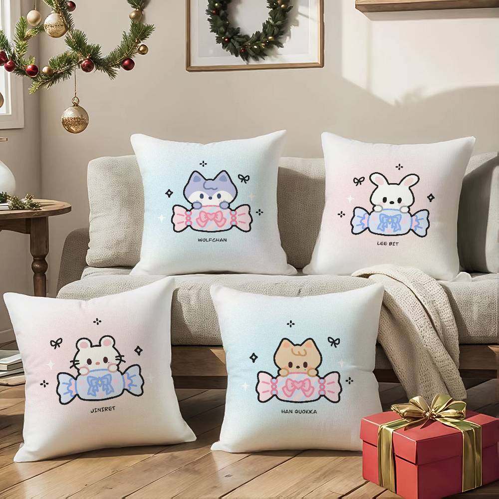 Niedliche Süßigkeiten als Tiere verkleidet Kissenbezug Komfort Sofa Bett Seidig elegant Verdeckter Reißverschluss Dekorative Kissenhülle