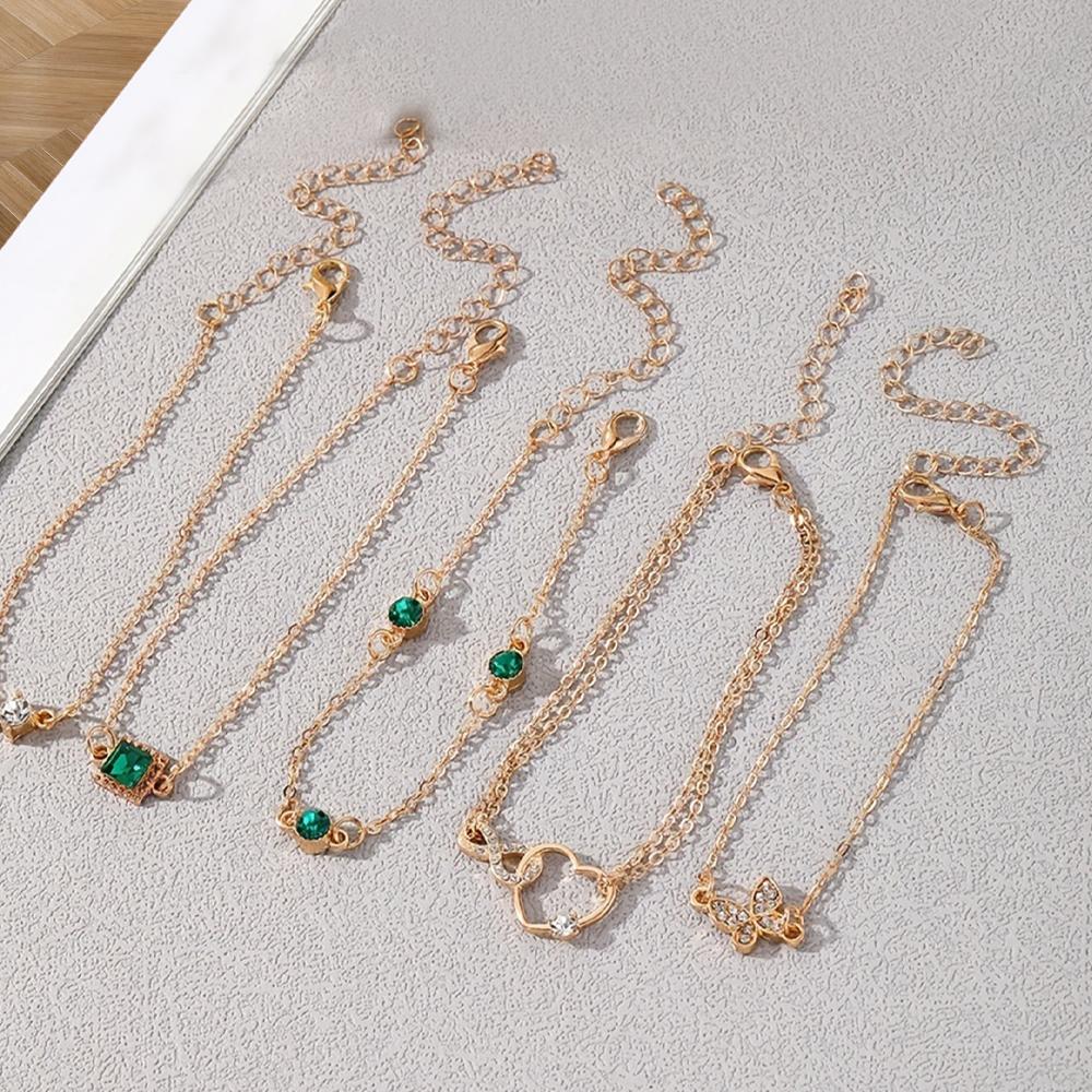 5-piece Women's Zircon Set, Fashionable and Casual Bracelet Set, Suitable for Daily Wear and Holiday Gifts for Friends