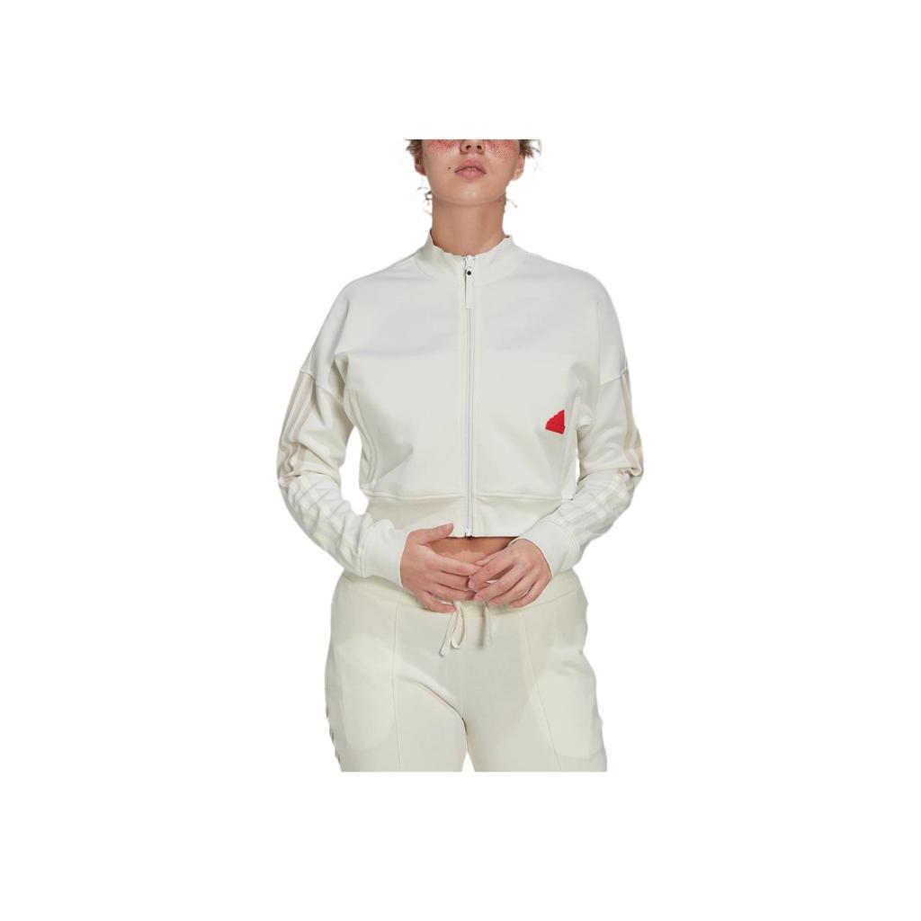 Adidas Solid Color Zip-Up Stand Collar Jacket Women Jacket White HM2859
