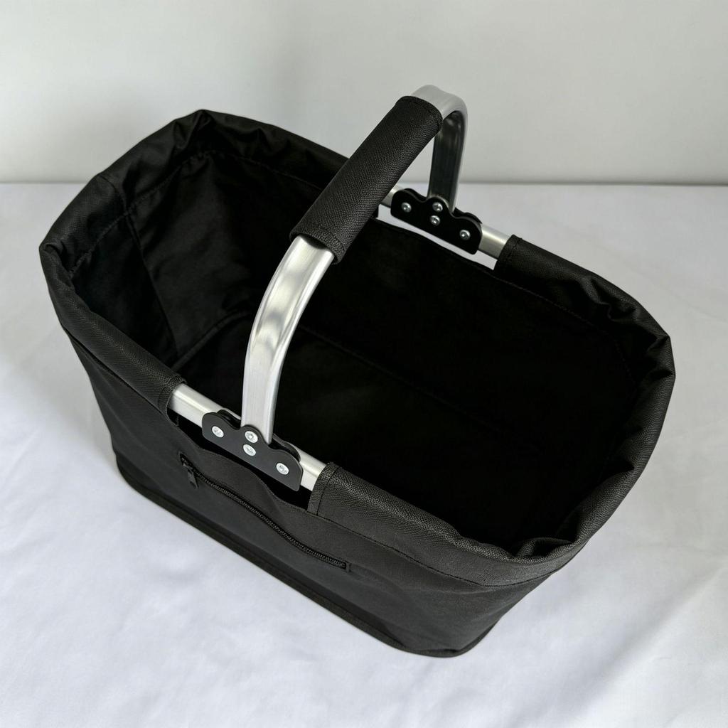 Portable Folding Picnic Basket with Multicolor Metal Handle - Large Capacity for Shopping and Outdoor Use
