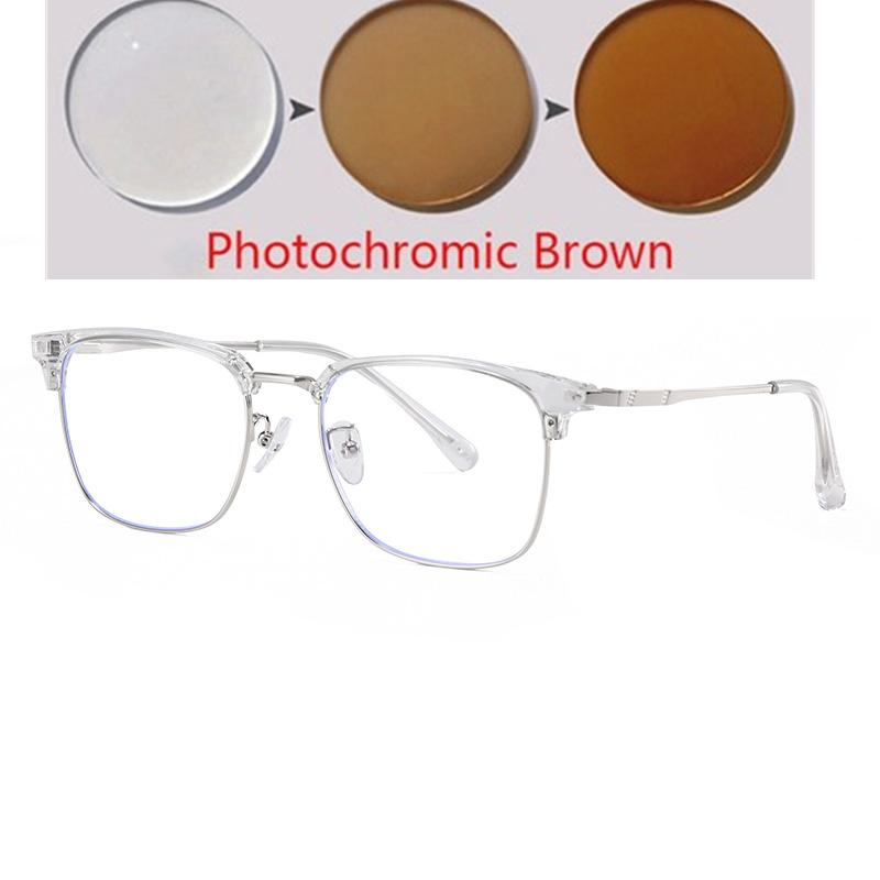 Prescription 0 -0.5 -0.75 To -6.0 Half Frame Square Nearsighted Glasses For Men Retro Anti Blue Rays Myopes Lunettes Male