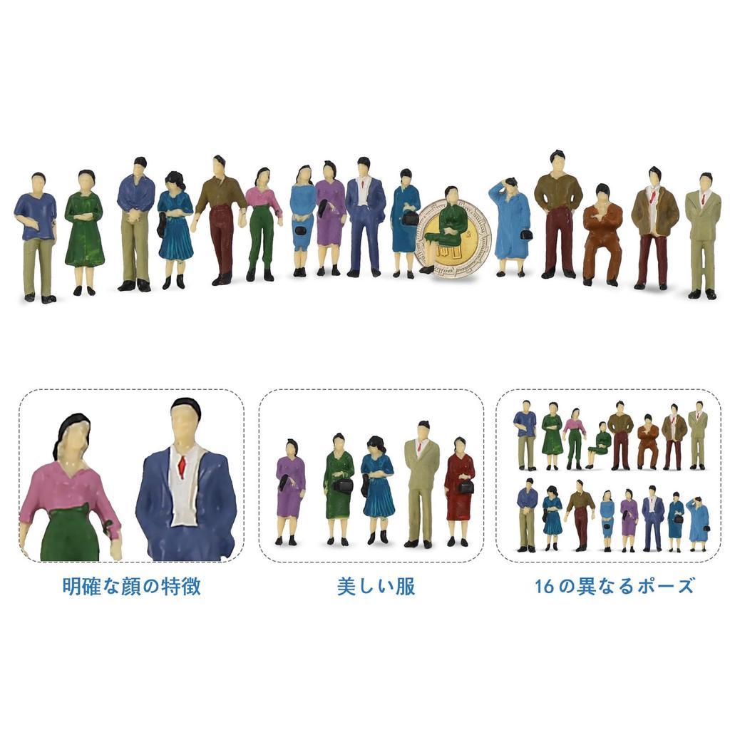 Diorama Human 50 Painted Figures for Miniature Model Educational DIY Collection Figures, 150 Scale, 35mm, Pieces, Gardens, Railways, Buildings,
