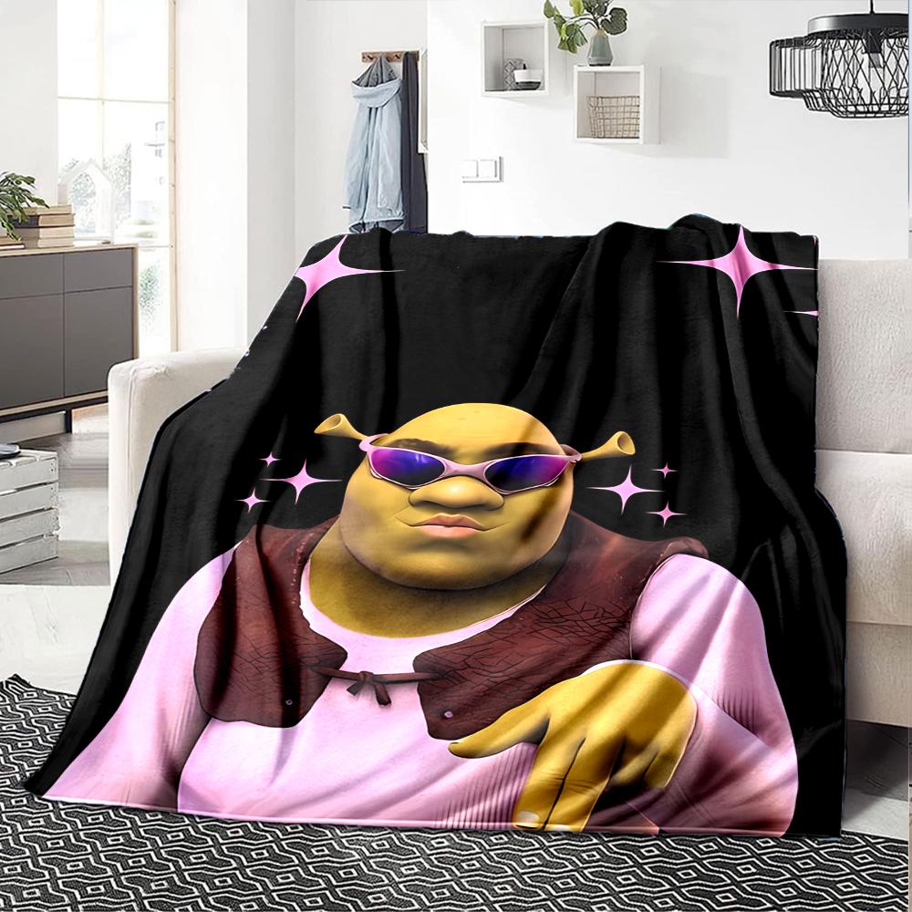 Shrek Theme Printed Blanket - Perfect for Couch, Bed, Travel & Outdoor Use | Machine Washable, Cozy & Durable.