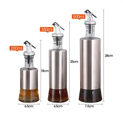 Edelstahl+Glas Ölflasche Saucieren, Auslaufsichere Sojasauce Essig Karaffe Aufbewahrungsflasche Spender, Küchenkochwerkzeuge