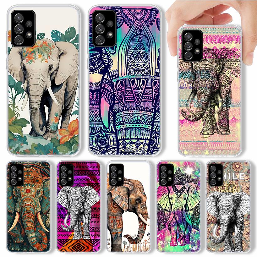 Elephant Mandala Aztec Phone Case For Samsung Galaxy A17 A16 A56 A15 A55 A14 A54 A13 A53 A36 A35 A34 A33 A26 A25 A24 A23 A05S A0