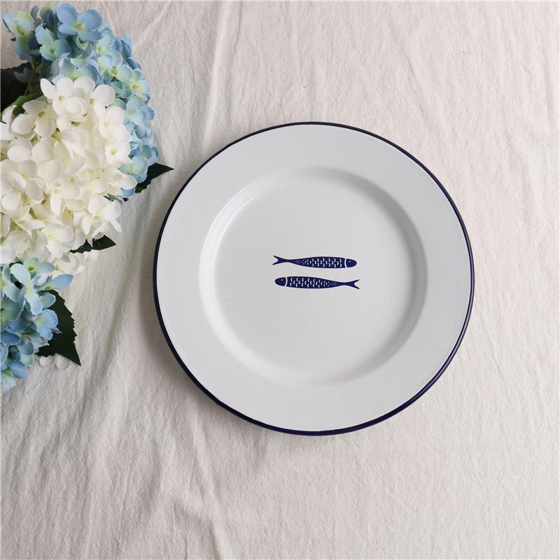 Enamel Chinese Block Series Enamel Thickened Enamel Fruit Plate Baked Rice Turnip Plate Dinner Plate Plate Dish