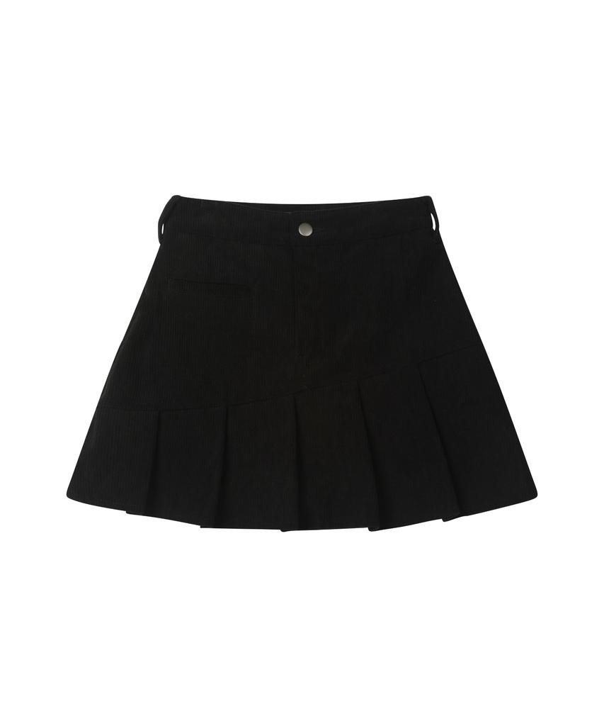 Ledeoli Mellow Pleated Corduroy Skirt [Brown]