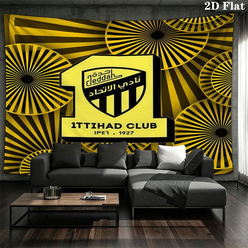 Al-Ittihad FC Wall Tapestry Aesthetic Wall Hanging Printed Fabric Blanket Decorative Tapestries for Bedroom Living Room Home Decor
