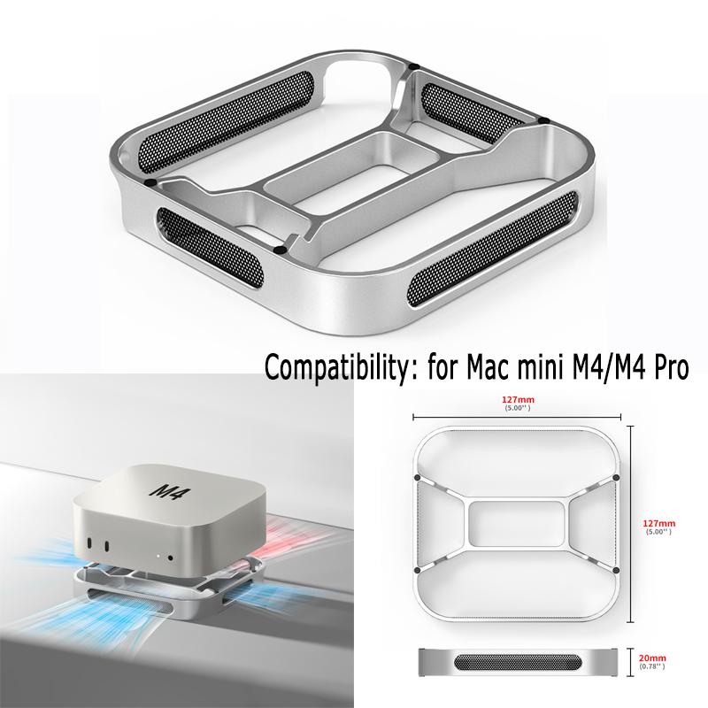 Stolní stojánek Zvýšení počítače Prachotěsná základna Chladicí držák z hliníkové slitiny Dok pro Mac mini M4/M4 Pro