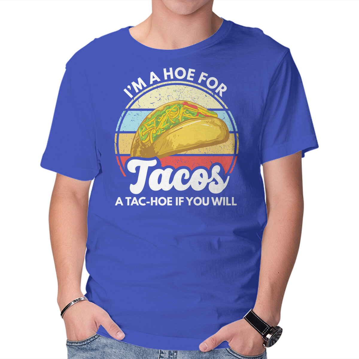 Unisex Crew Neck T-Shirt I m a Hoe for Tacos Graphic Short Sleeve Casual Tee L